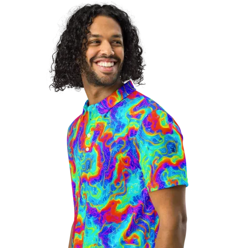 Tangerine Labyrinth on a Men's Slim Fit Polo Shirt