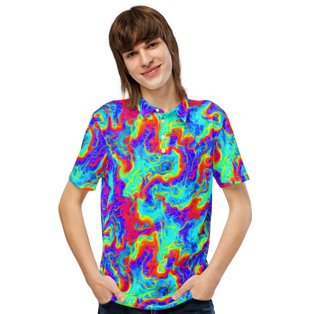Tangerine Labyrinth on Men's Slim Fit Polo Shirt — Front