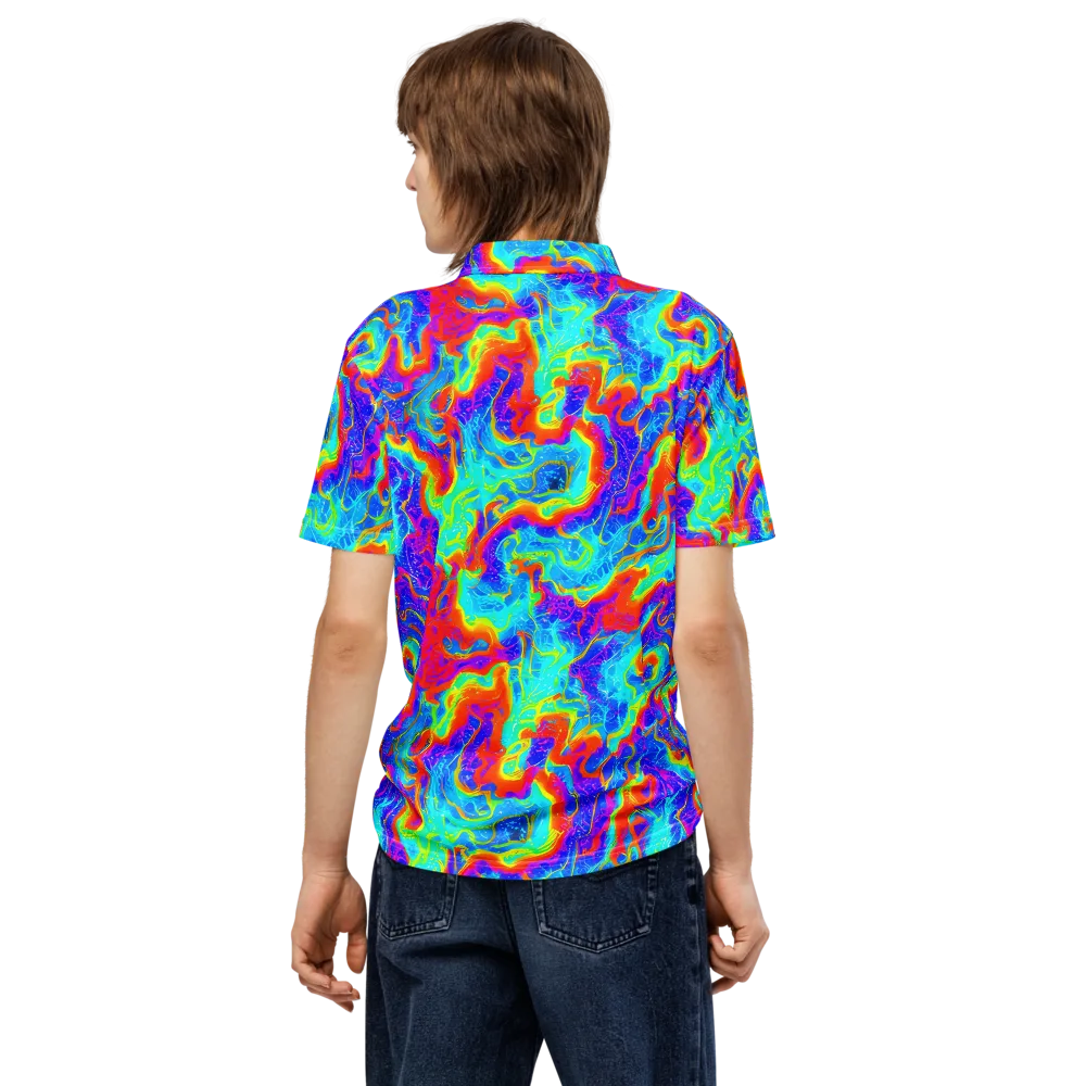 Tangerine Labyrinth on Men's Slim Fit Polo Shirt — Back