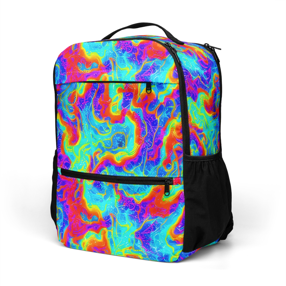 Tangerine Labyrinth on Utility Backpack — Left Front