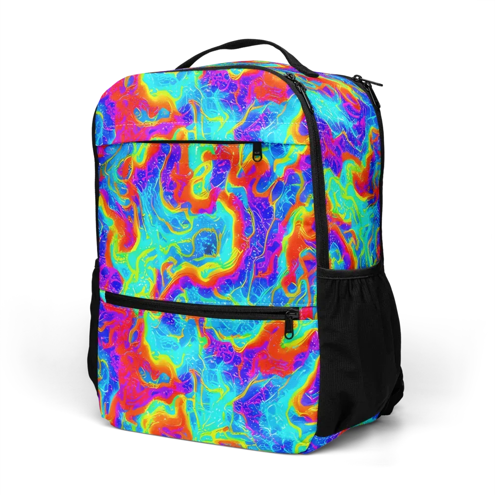 Tangerine Labyrinth on Utility Backpack — Left Front