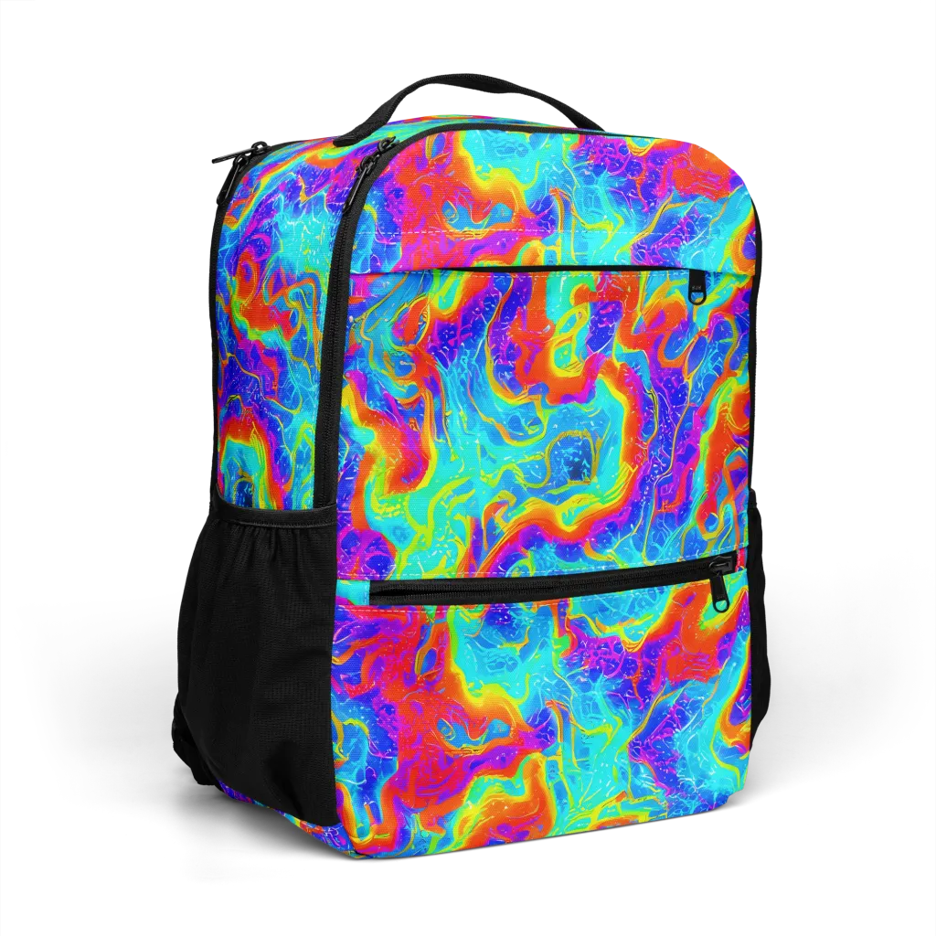 Tangerine Labyrinth on Utility Backpack — Right Front