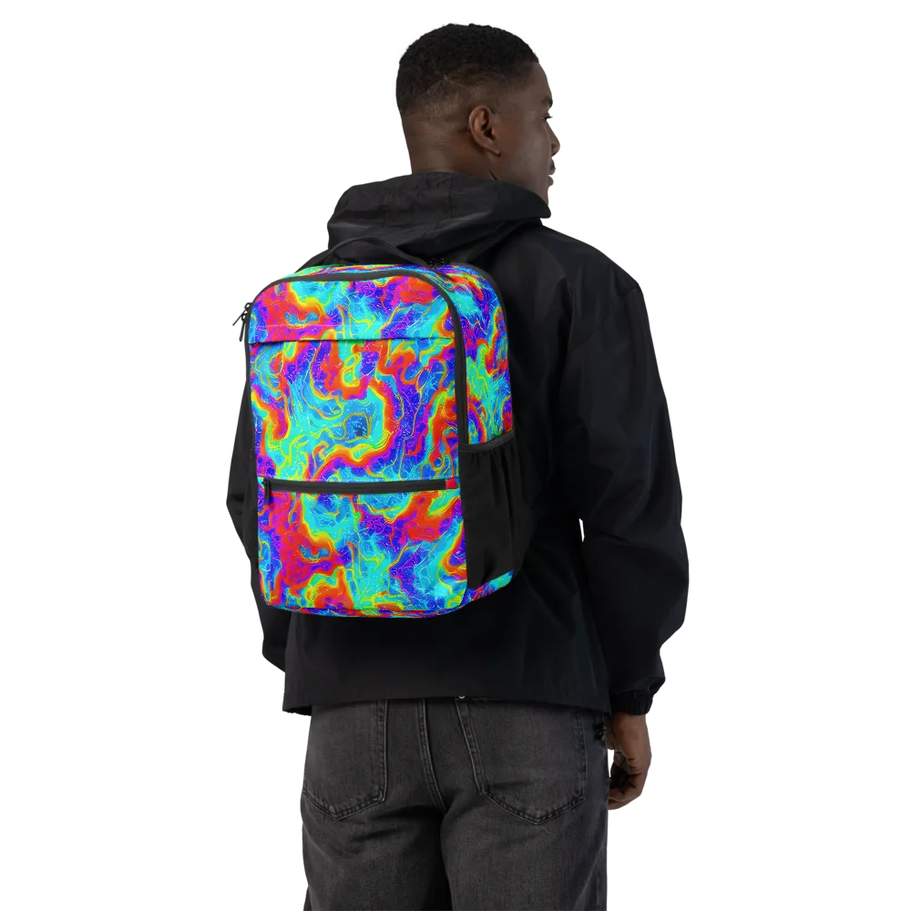 Tangerine Labyrinth on Utility Backpack — Back