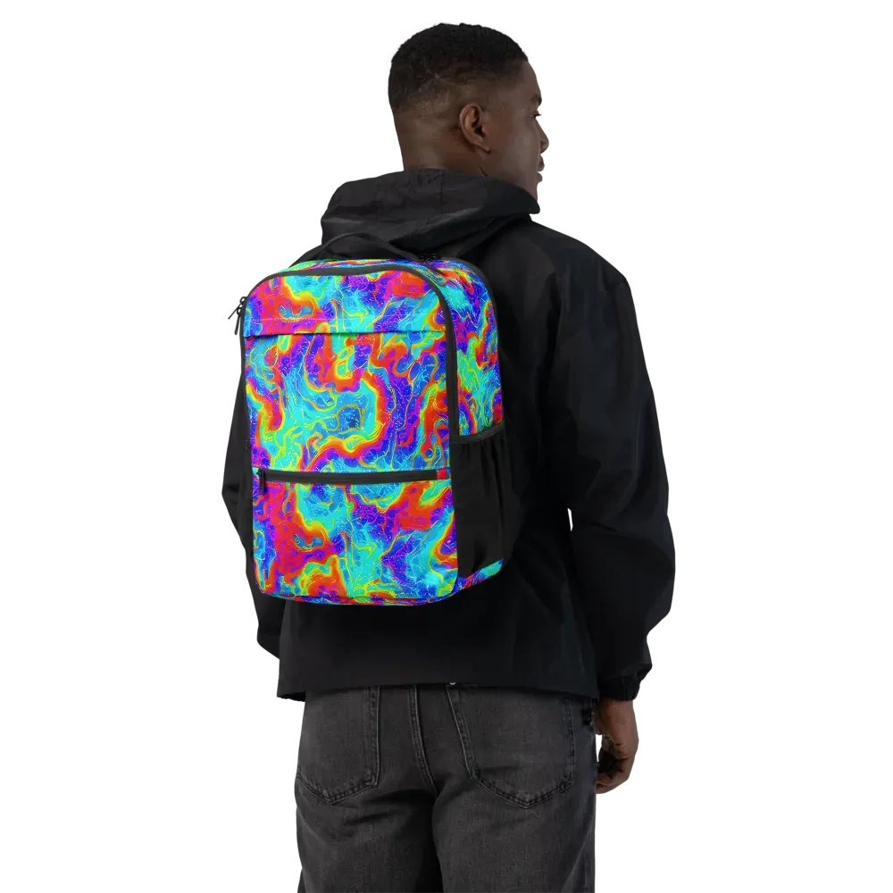 Tangerine Labyrinth on Utility Backpack — Back