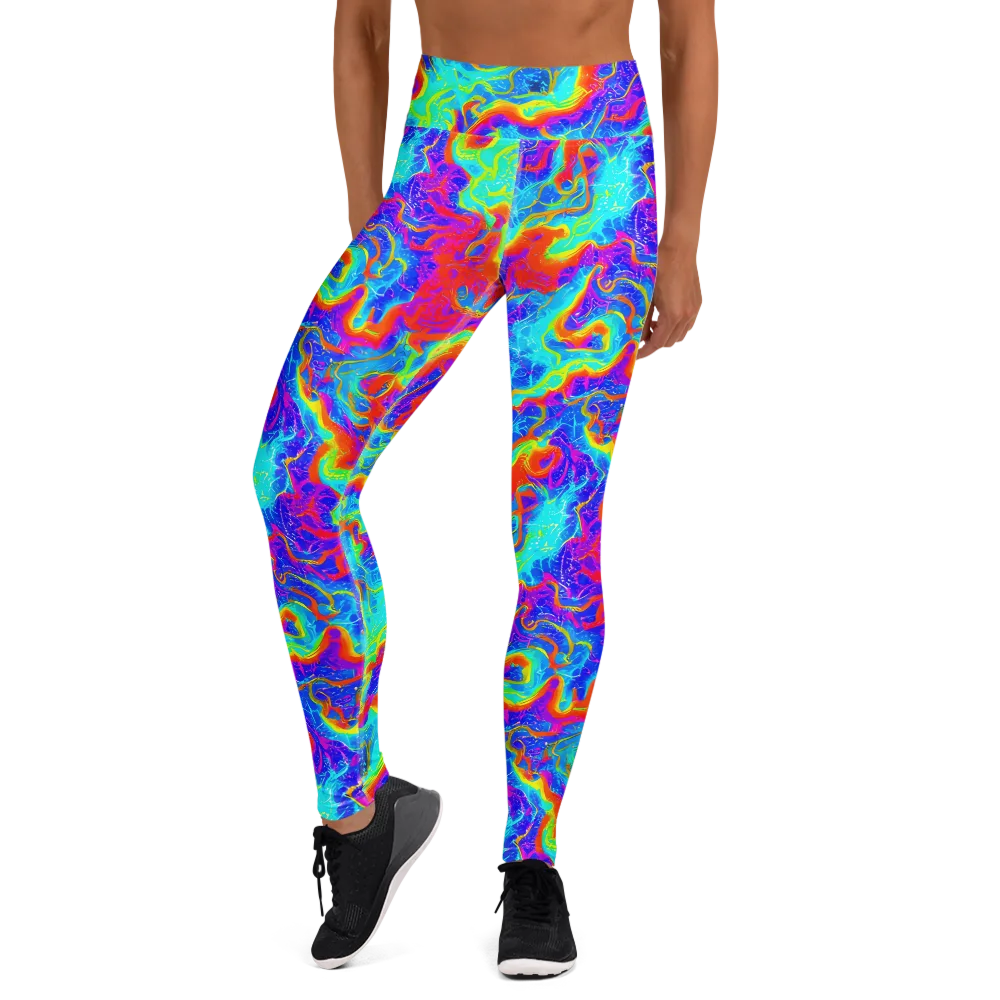 Tangerine Labyrinth on Yoga Leggings — Front