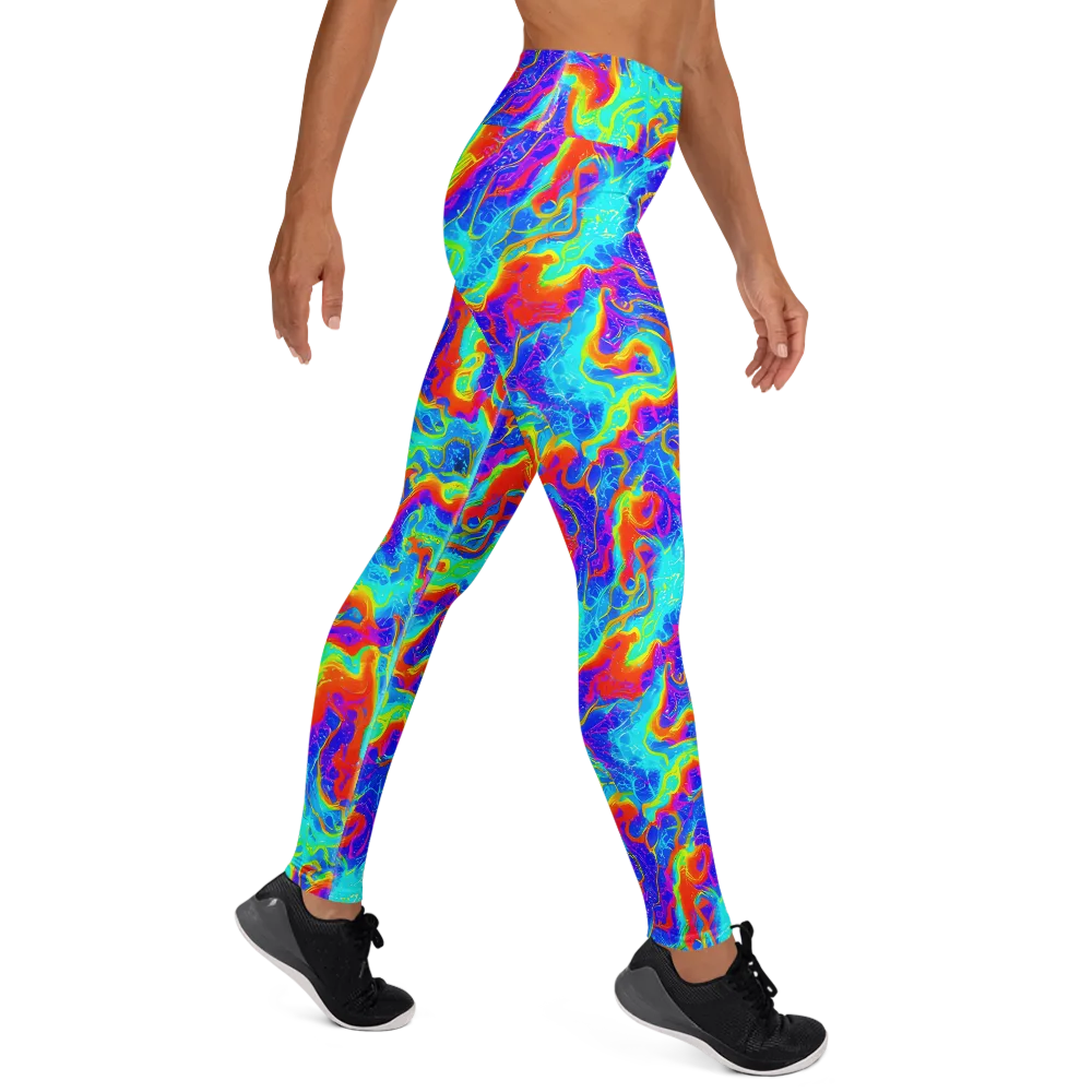 Tangerine Labyrinth on Yoga Leggings — Right