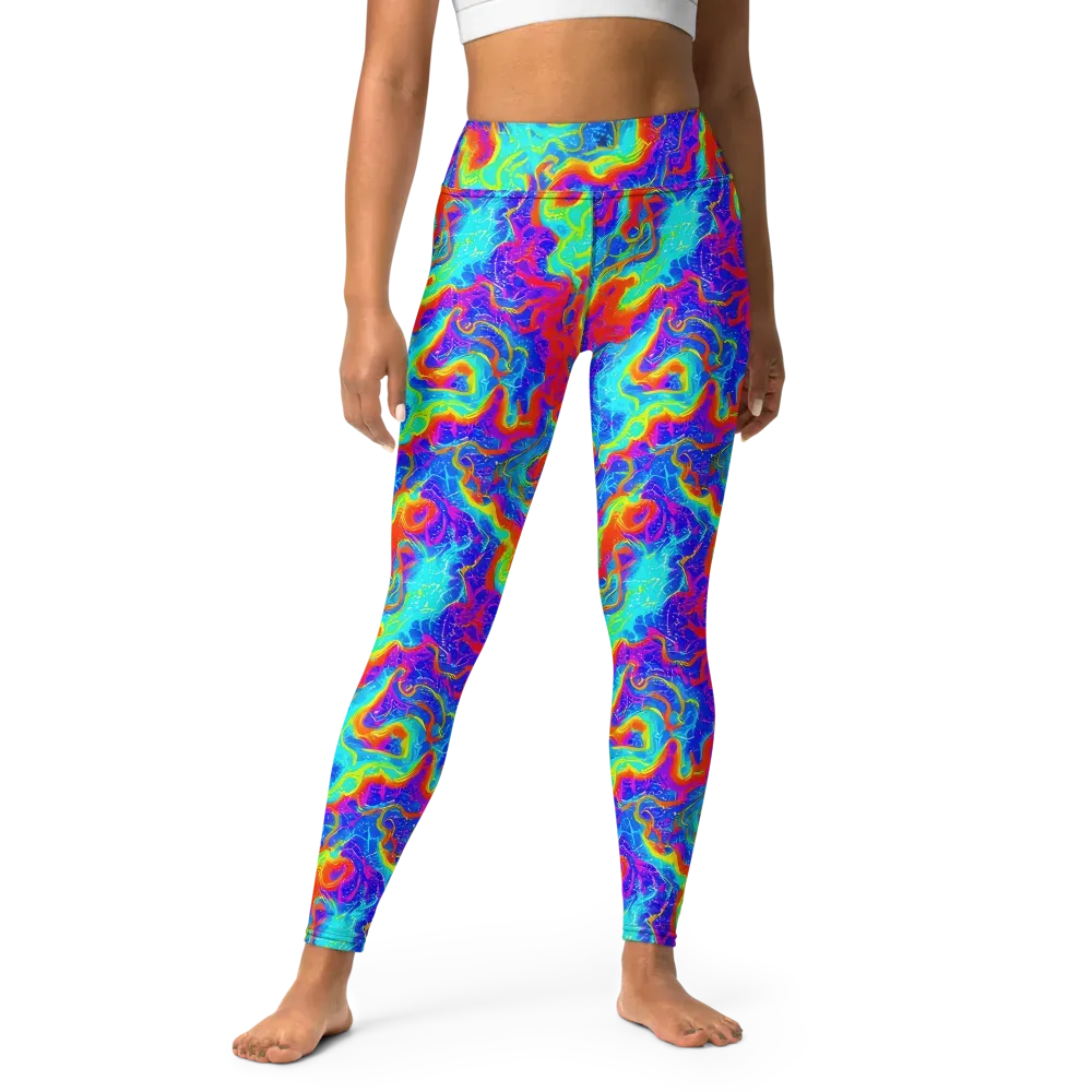 Tangerine Labyrinth on Yoga Leggings — Front