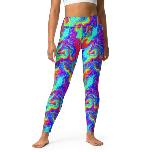 Tangerine Labyrinth on a Yoga Leggings