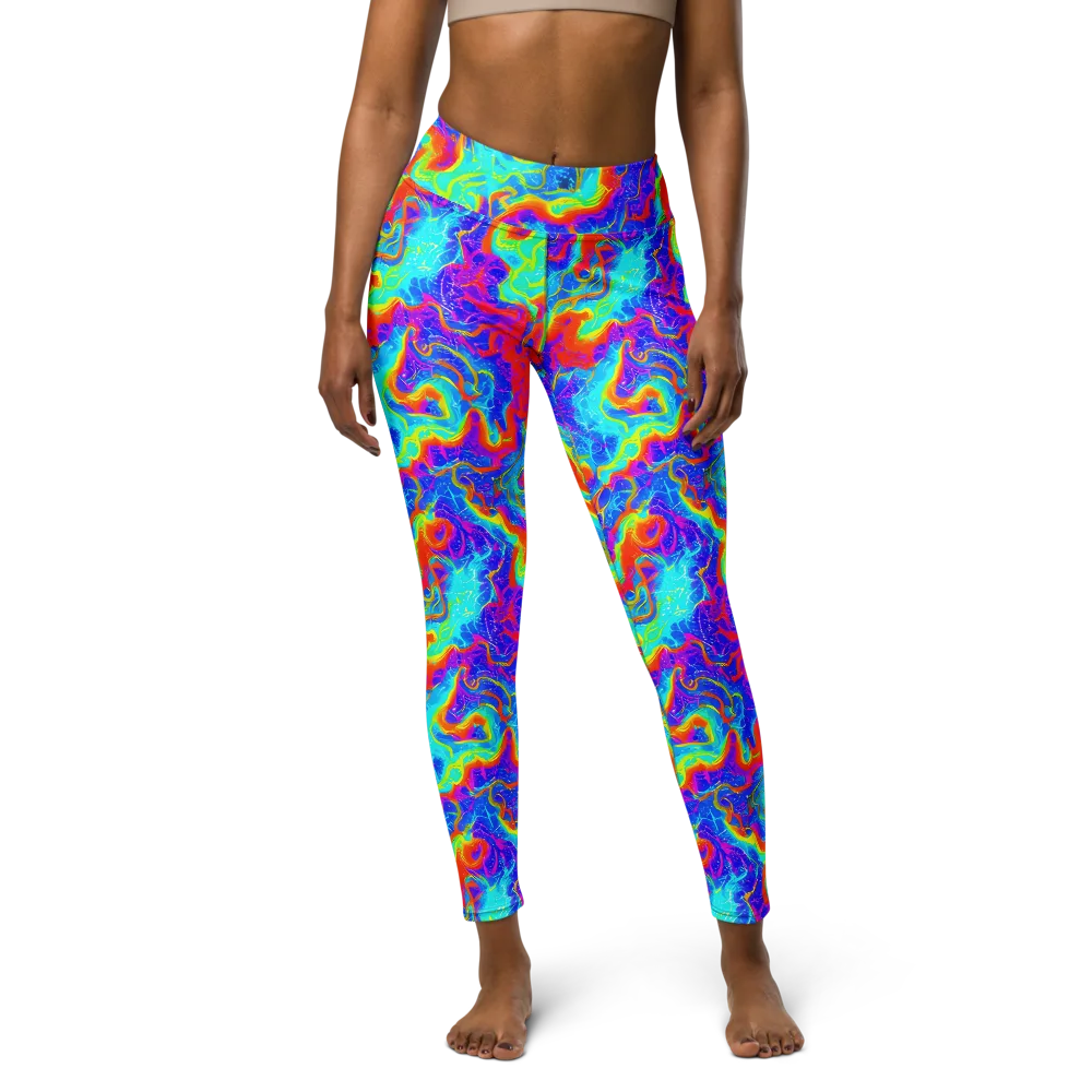 Tangerine Labyrinth on Yoga Leggings — Front