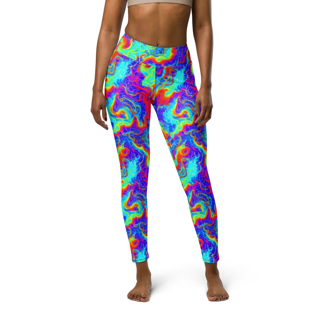 Tangerine Labyrinth on Yoga Leggings — Front