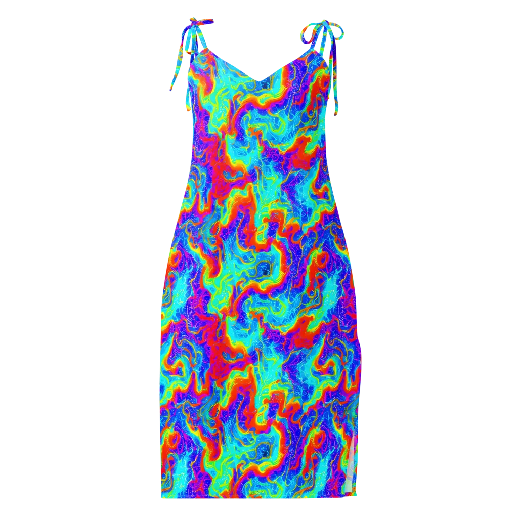 Tangerine Labyrinth on Slip Dress — Front
