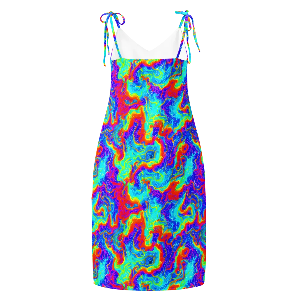 Tangerine Labyrinth on Slip Dress — Back