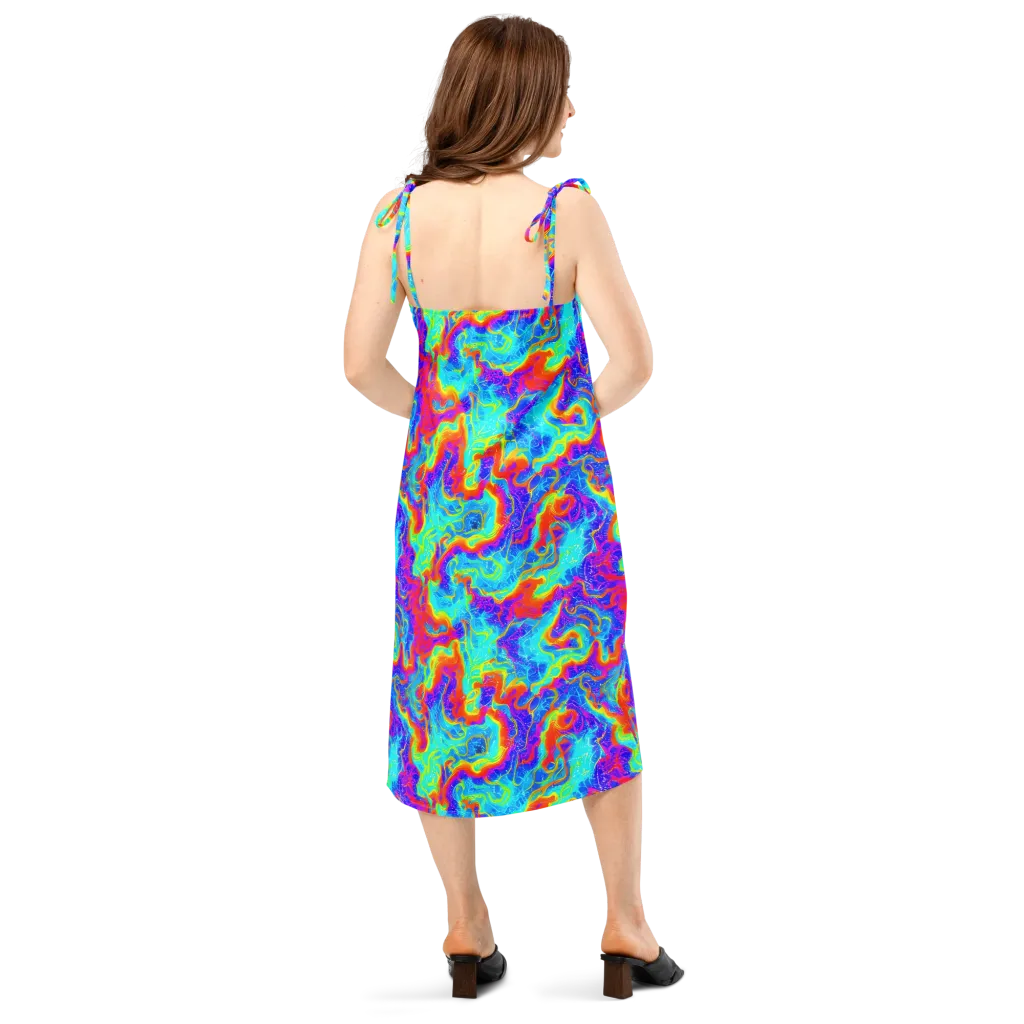 Tangerine Labyrinth on Slip Dress — Back