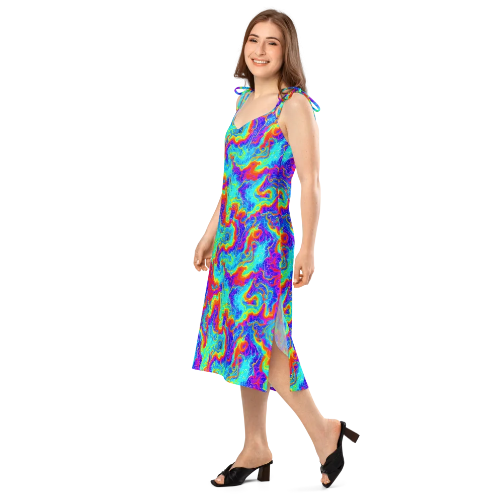Tangerine Labyrinth on Slip Dress — Left Front