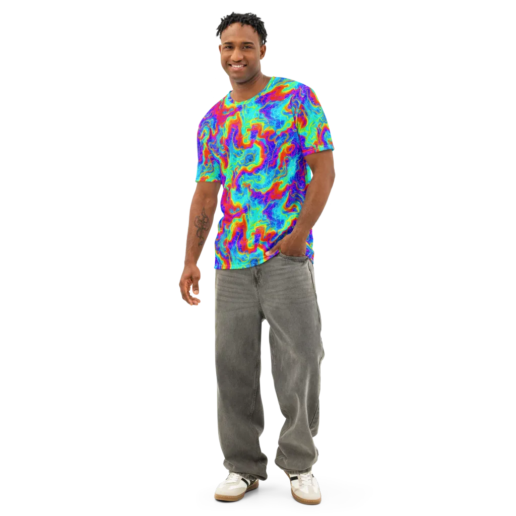 Tangerine Labyrinth on Men's Cotton Crew Neck T-Shirt — Front