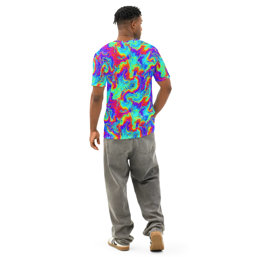 Tangerine Labyrinth on Men's Cotton Crew Neck T-Shirt — Back