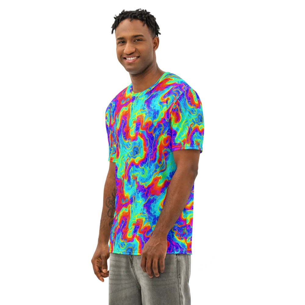Tangerine Labyrinth on Men's Cotton Crew Neck T-Shirt — Left Front
