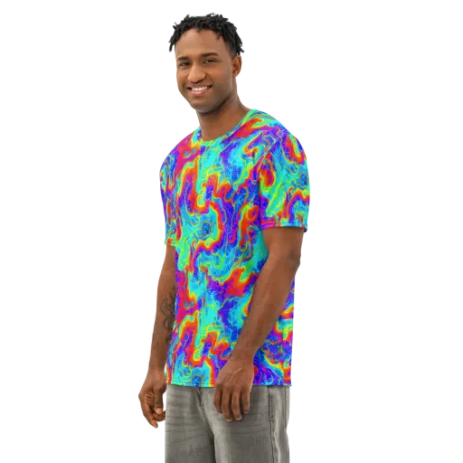 Tangerine Labyrinth on a Men's Cotton Crew Neck T-Shirt
