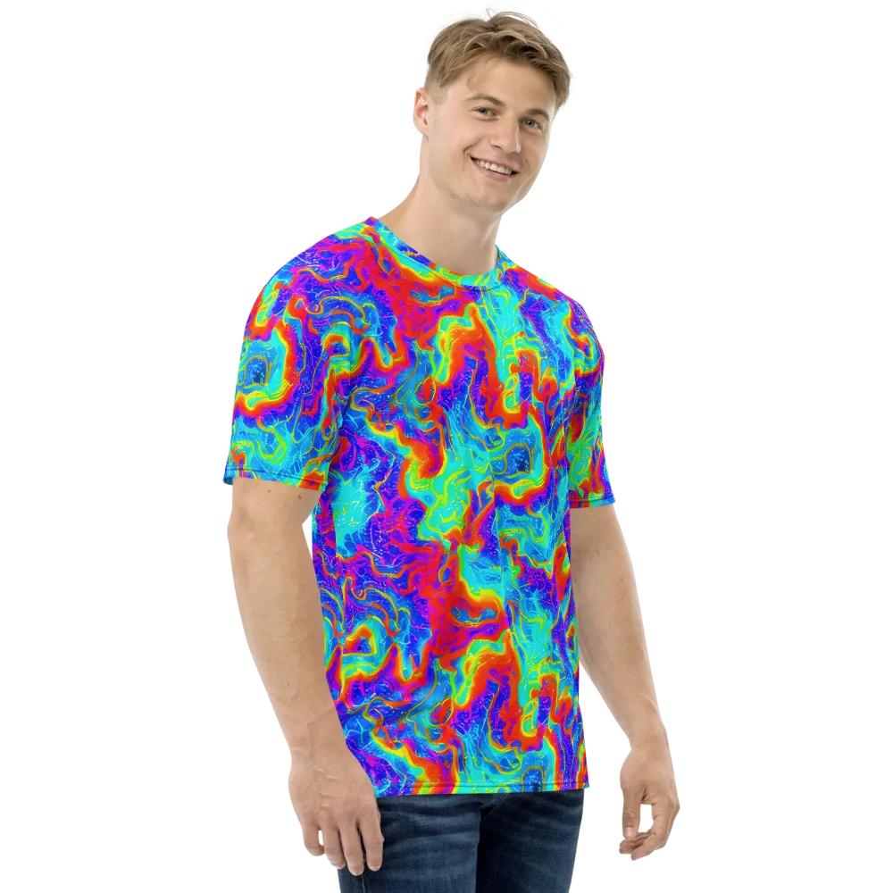 Tangerine Labyrinth on Men's Crew Neck T-Shirt — Right