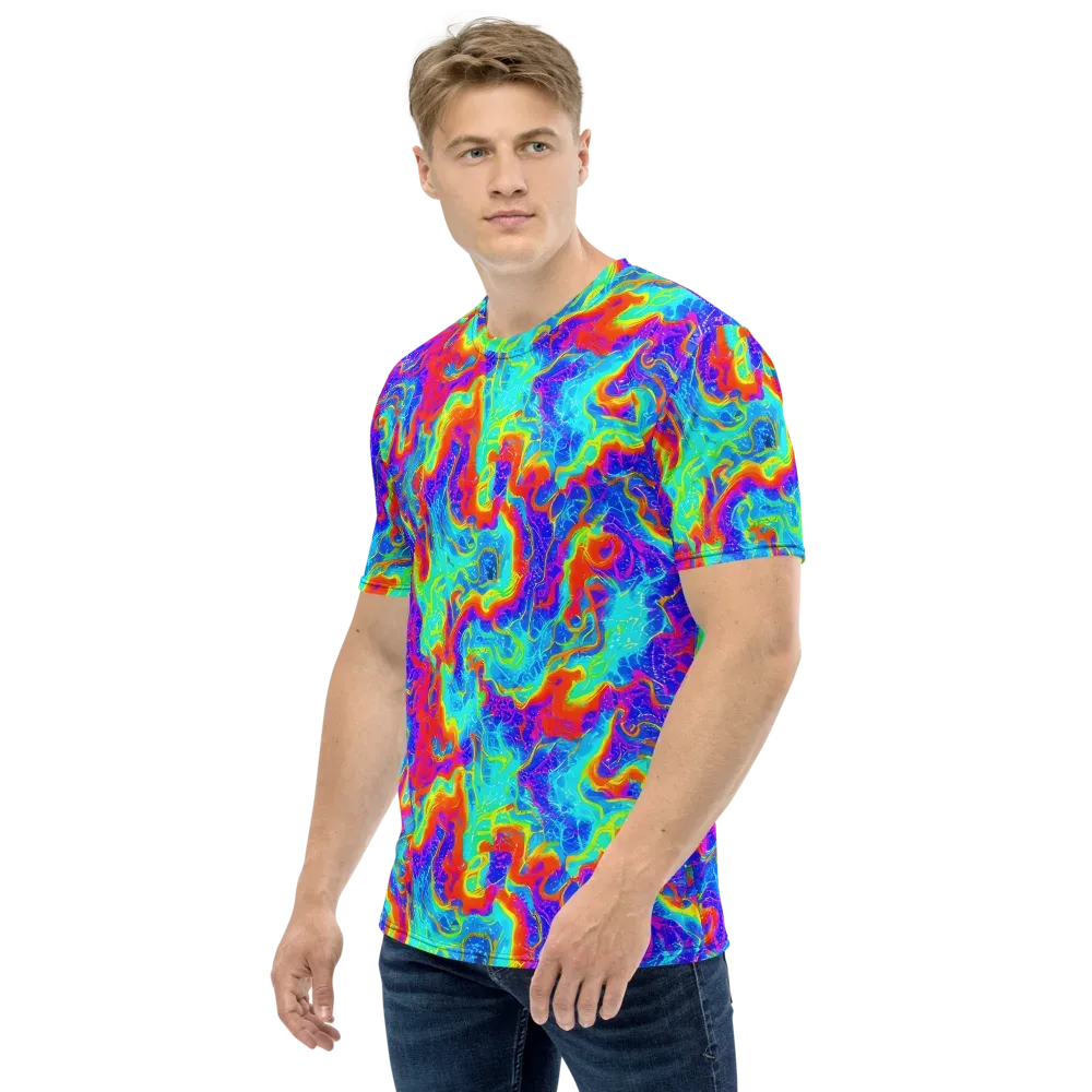 Tangerine Labyrinth on Men's Crew Neck T-Shirt — Left