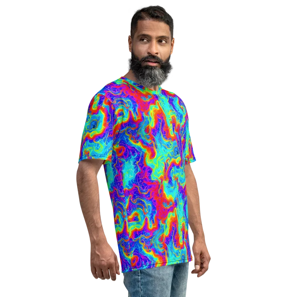 Tangerine Labyrinth on Men's Crew Neck T-Shirt — Right