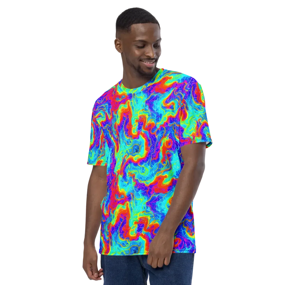 Tangerine Labyrinth on Men's Crew Neck T-Shirt — Left
