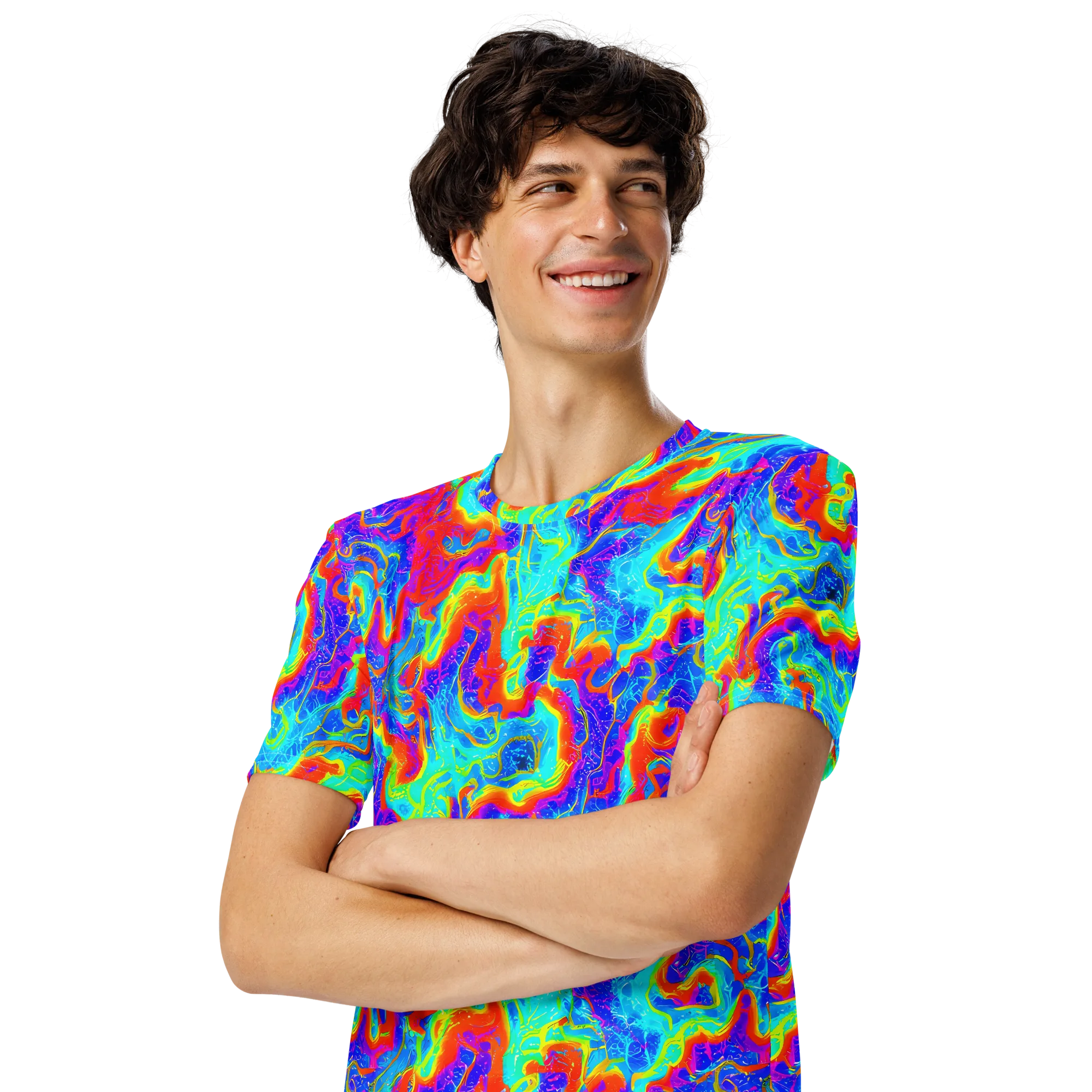 Tangerine Labyrinth on Men's Crew Neck T-Shirt — Left Front