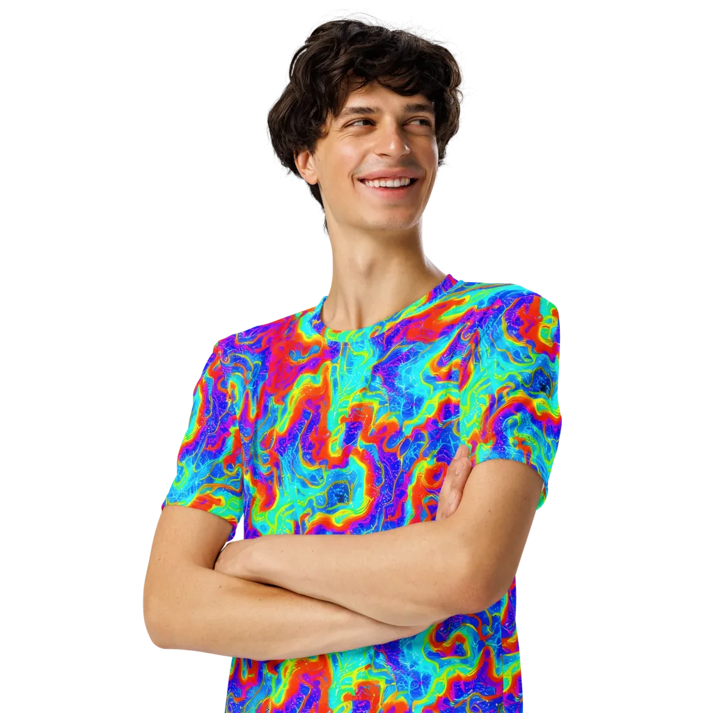 Tangerine Labyrinth on Men's Crew Neck T-Shirt — Left Front