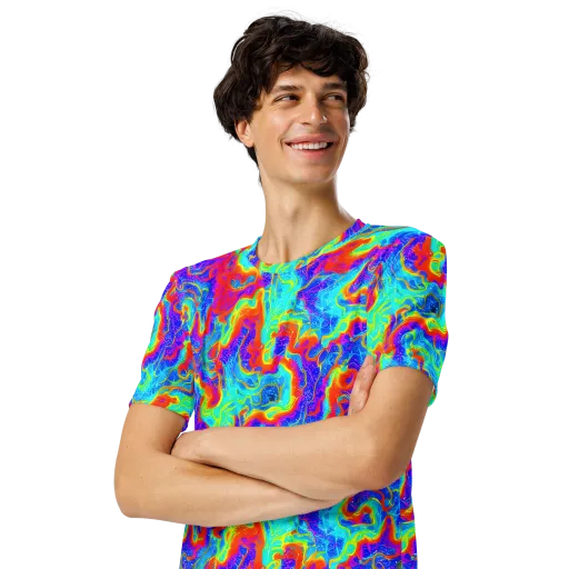 Tangerine Labyrinth on a Men's Crew Neck T-Shirt