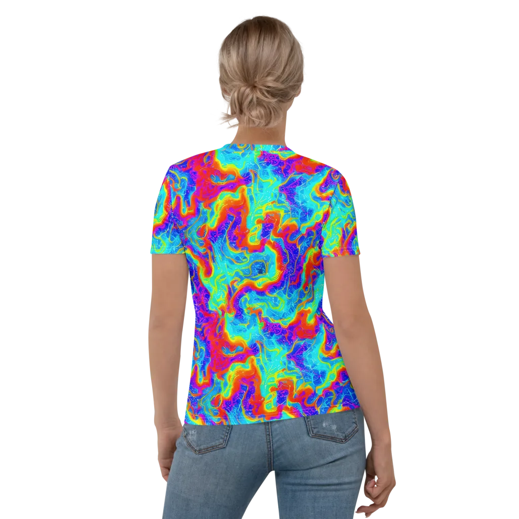 Tangerine Labyrinth on Women's Crew Neck T-Shirt — Back