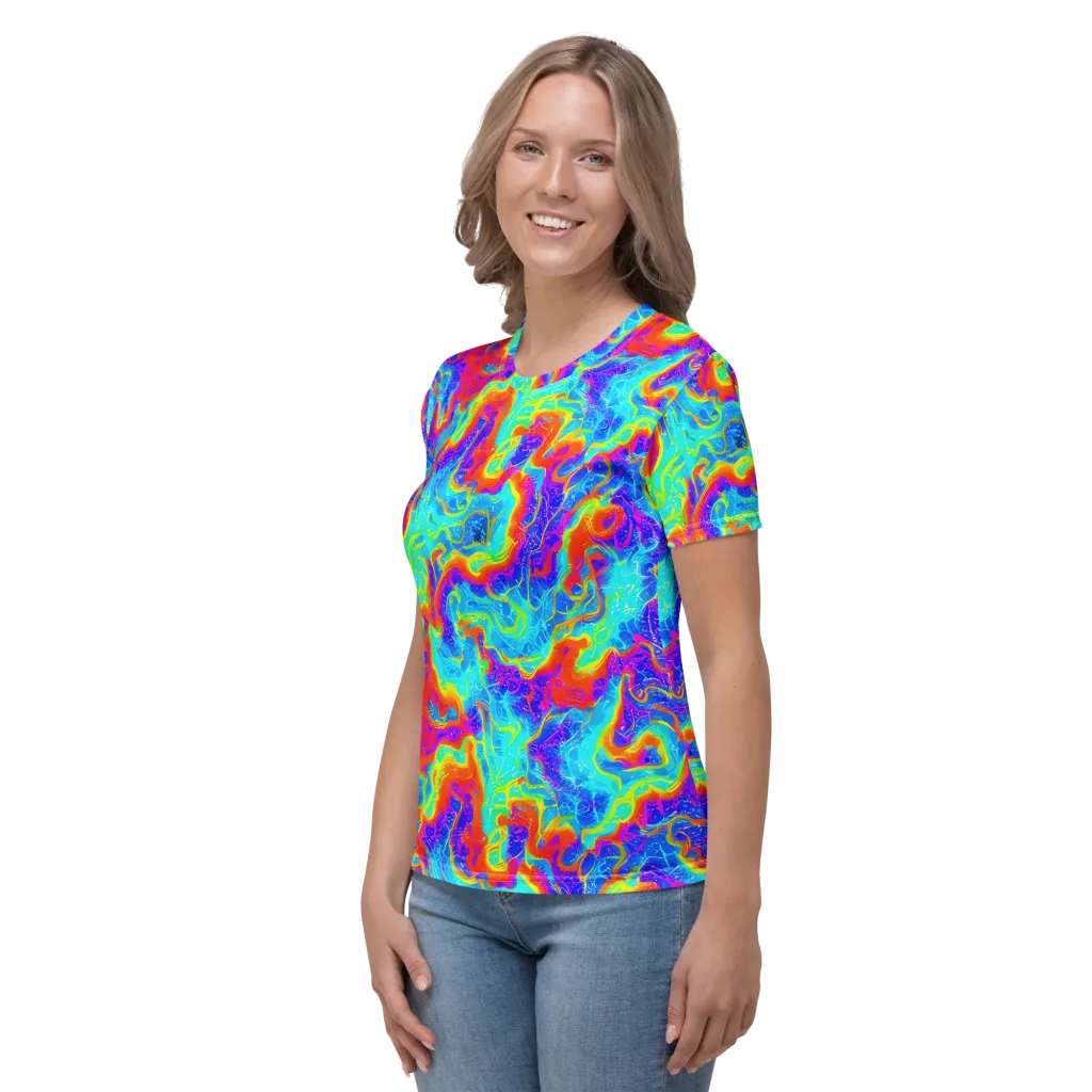 Tangerine Labyrinth on Women's Crew Neck T-Shirt — Left