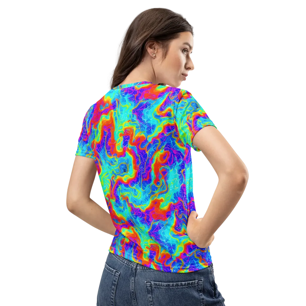 Tangerine Labyrinth on Women's Crew Neck T-Shirt — Back