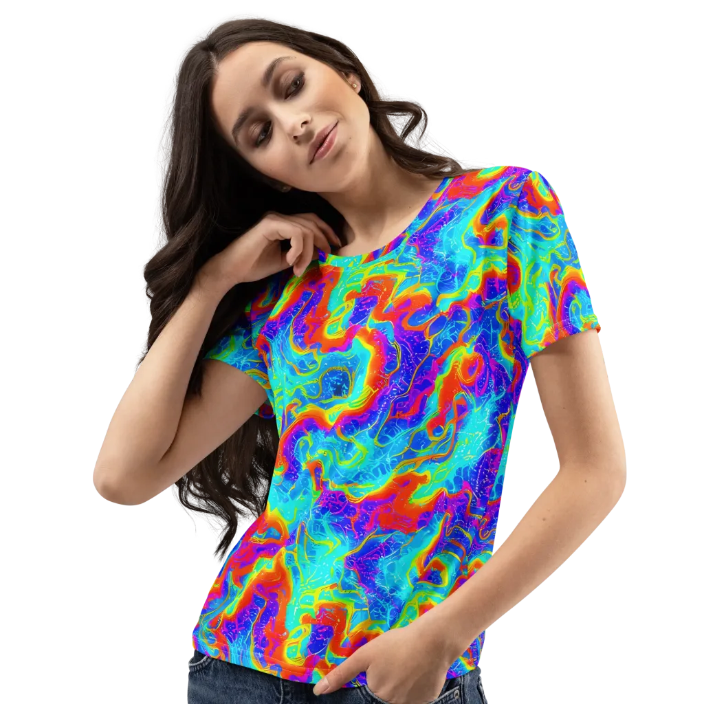Tangerine Labyrinth on Women's Crew Neck T-Shirt — Left Front