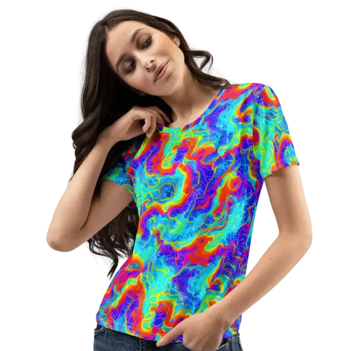 Tangerine Labyrinth on a Women's Crew Neck T-Shirt