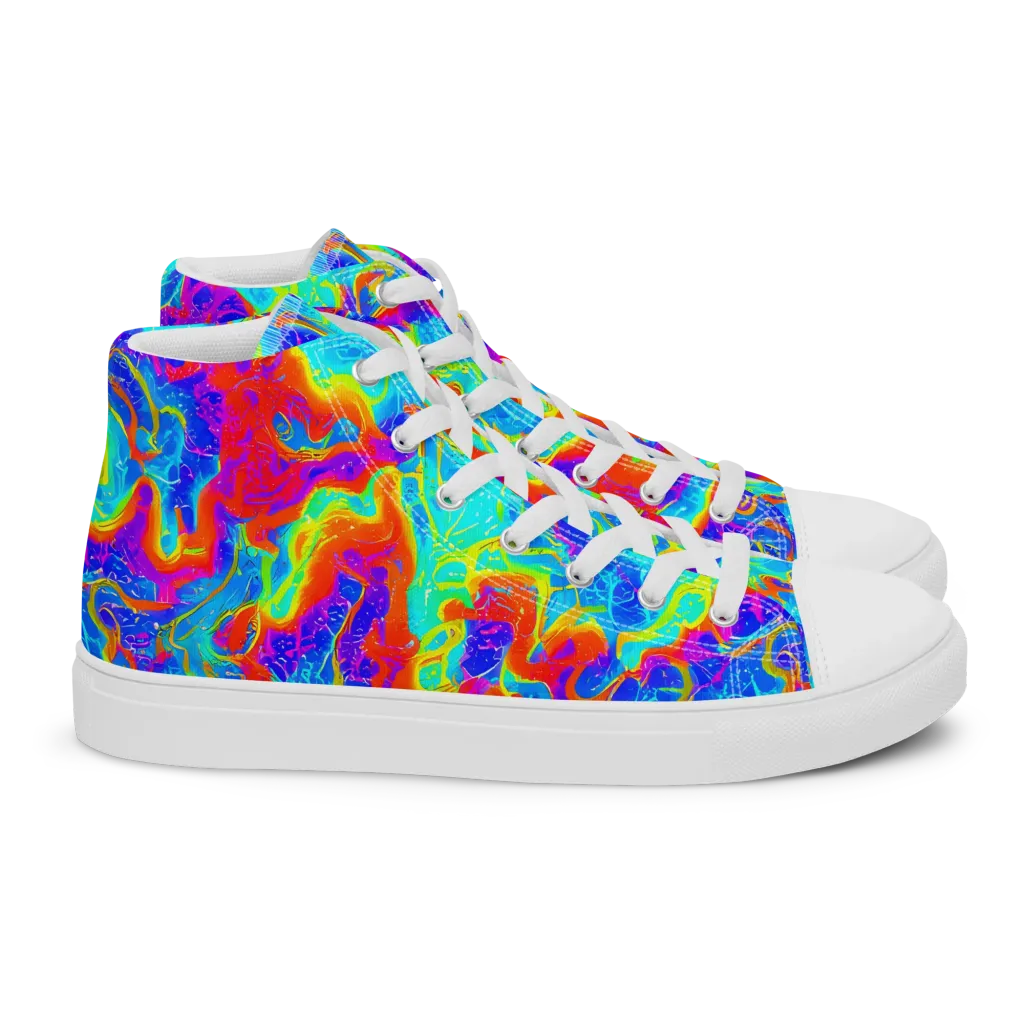 Tangerine Labyrinth on Women's High Top Canvas Shoes — Right