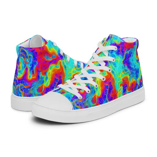 Tangerine Labyrinth on a Women's High Top Canvas Shoes