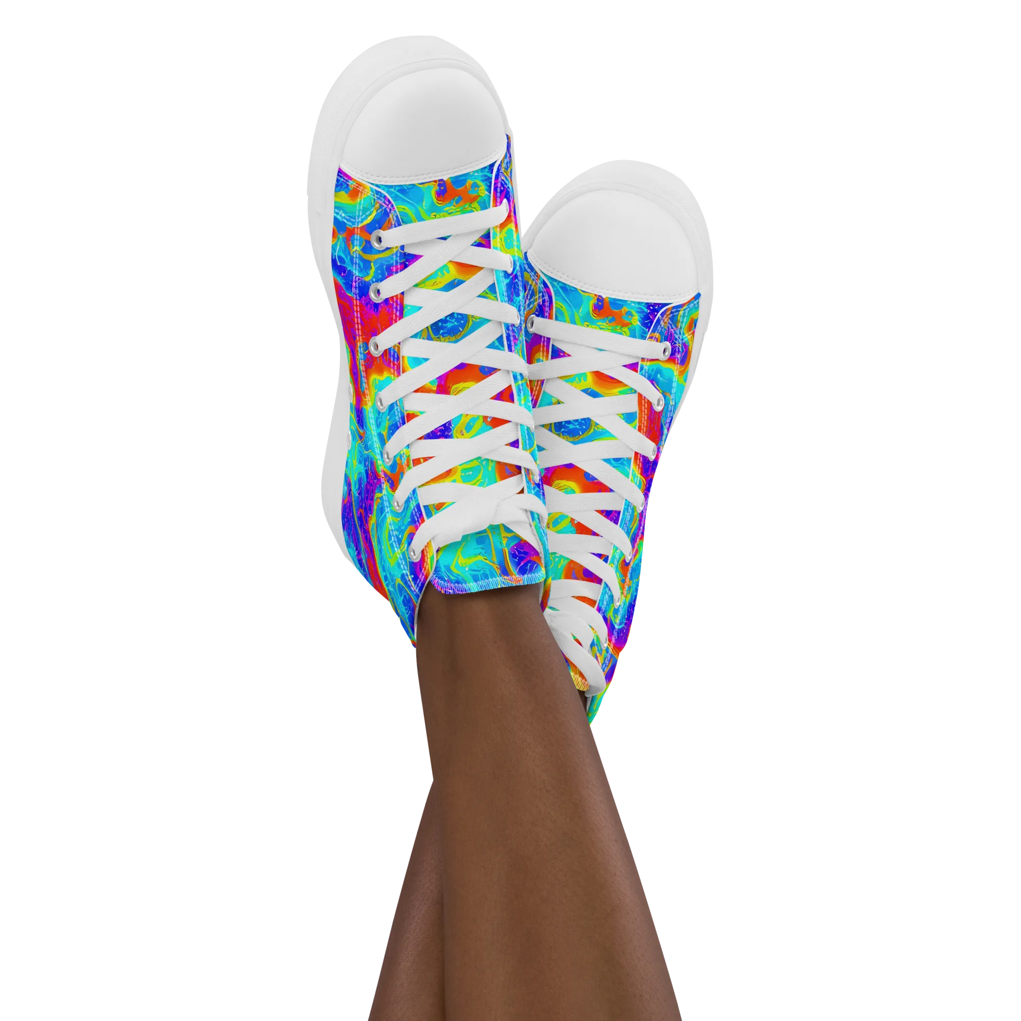 Tangerine Labyrinth on Women's High Top Canvas Shoes — Front