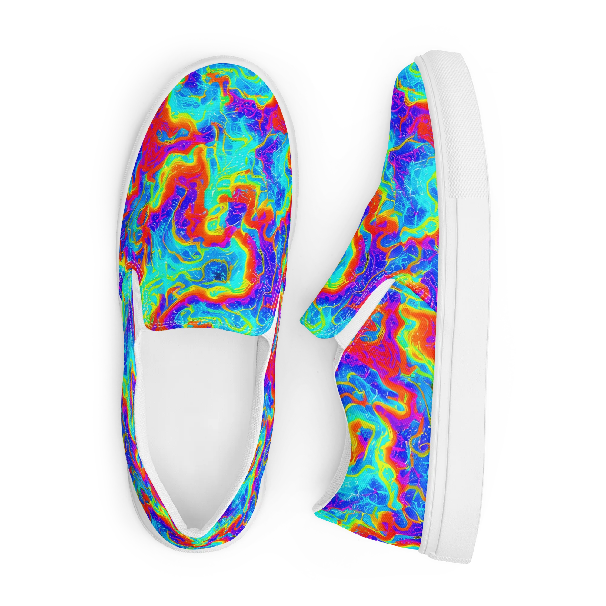 Tangerine Labyrinth on Men's Slip-On Canvas Shoes — Front
