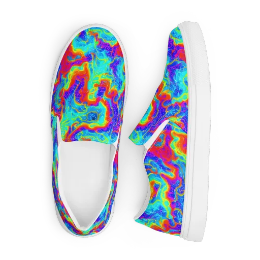 Tangerine Labyrinth on a Men's Slip-On Canvas Shoes