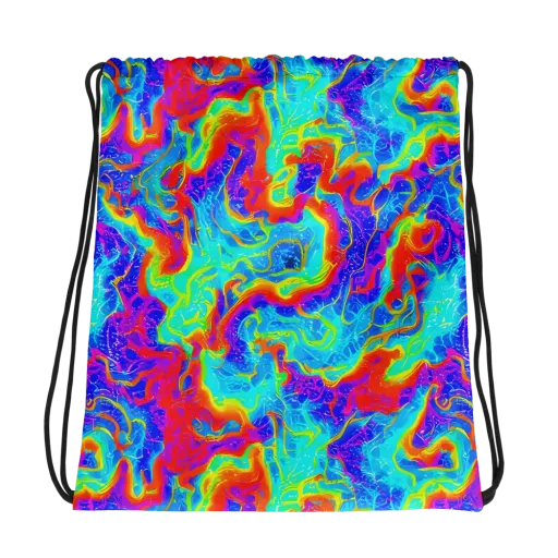 Tangerine Labyrinth on a Drawstring Bag