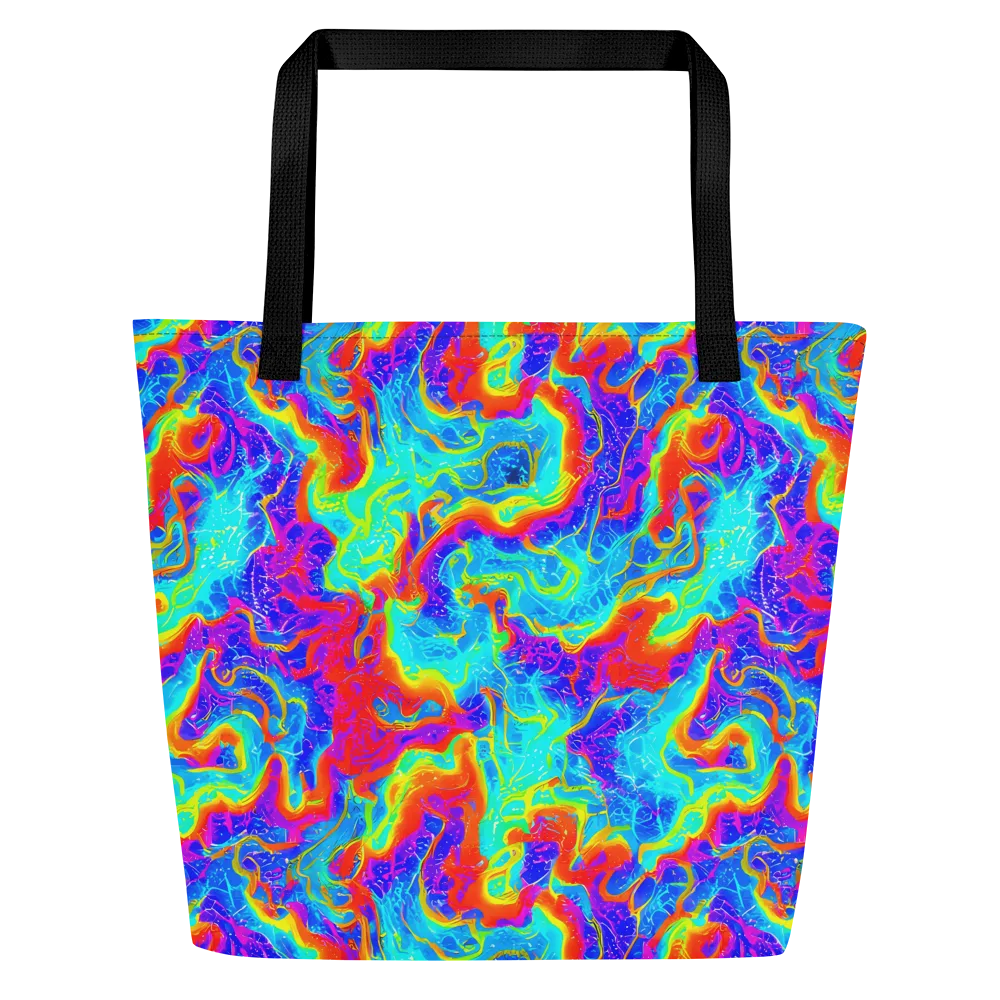 Tangerine Labyrinth on Large Tote Bag W/ Pocket — Front