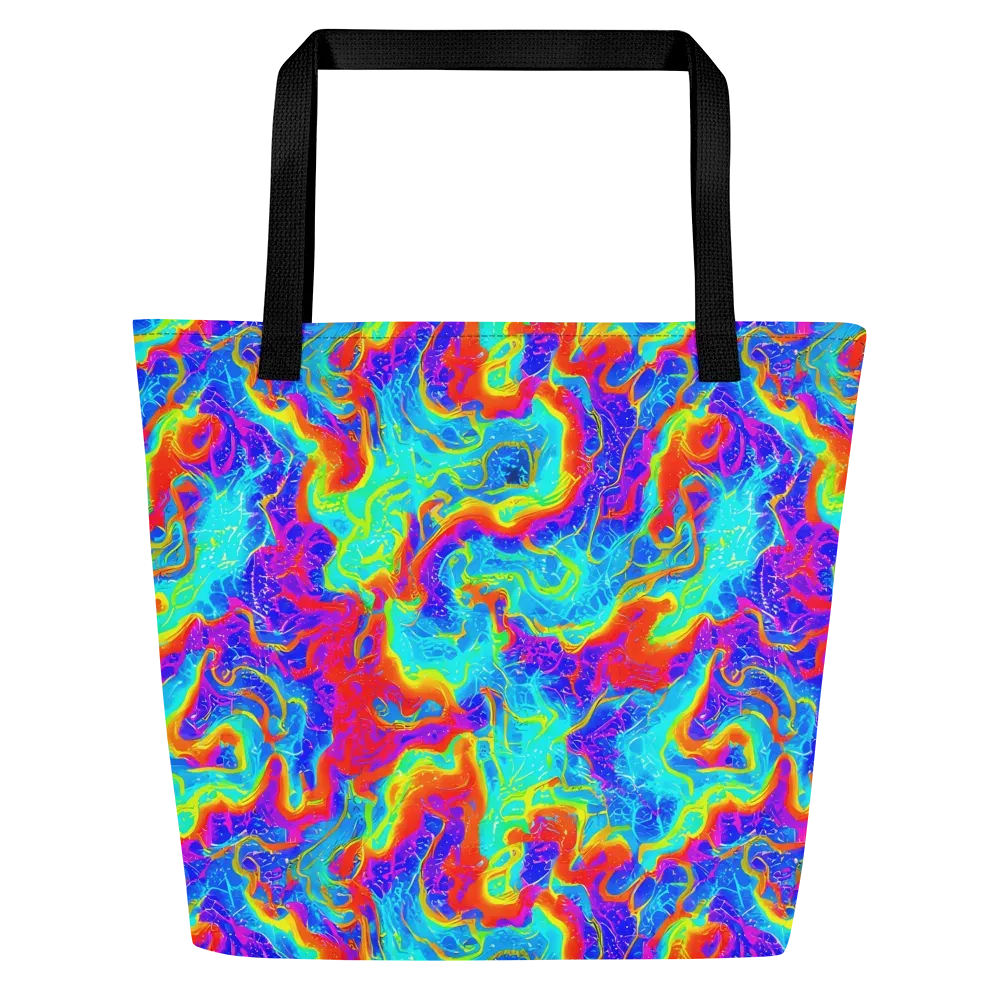 Tangerine Labyrinth on Large Tote Bag W/ Pocket — Front