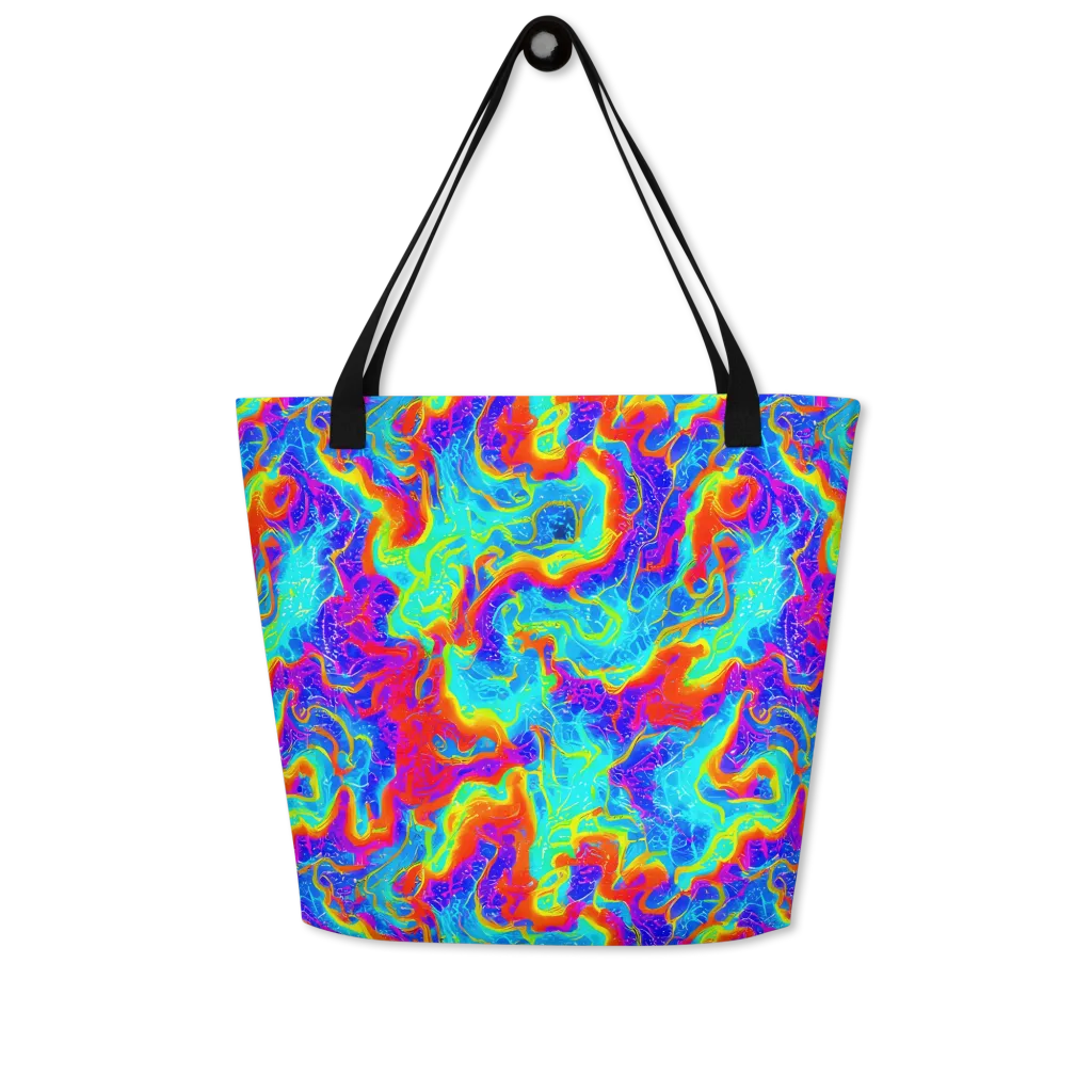Tangerine Labyrinth on Large Tote Bag W/ Pocket — Front