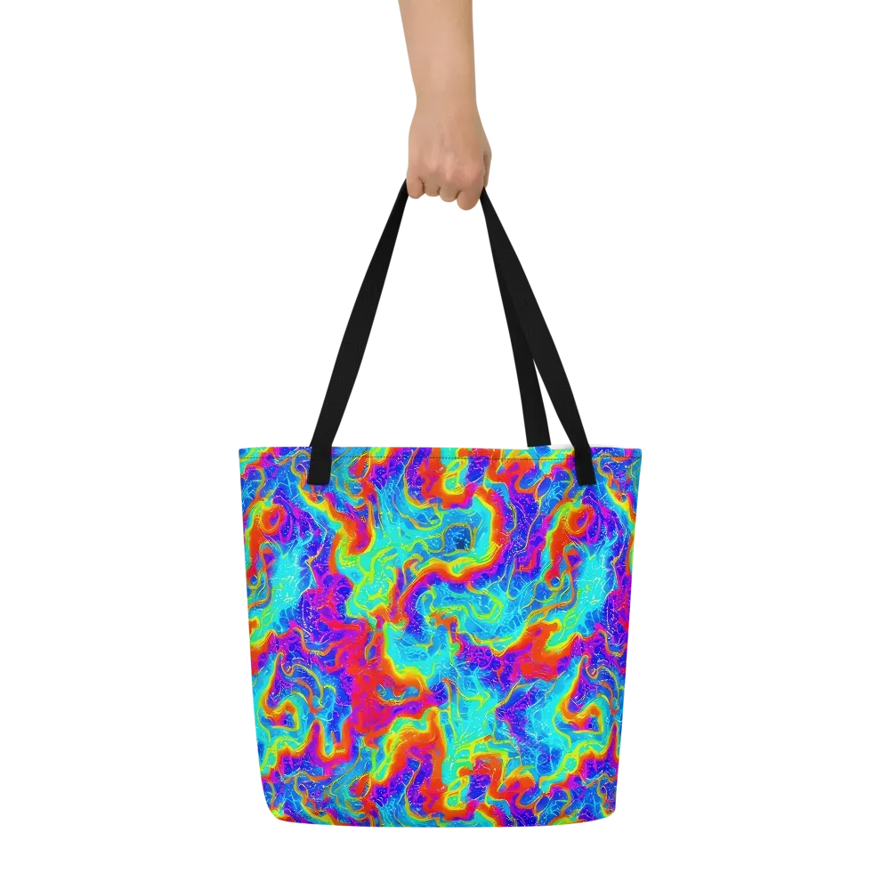 Tangerine Labyrinth on Large Tote Bag W/ Pocket — Front