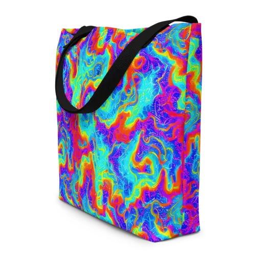 Tangerine Labyrinth on a Large Tote Bag W/ Pocket