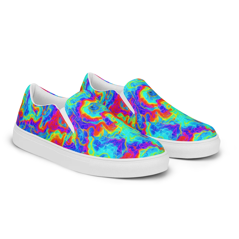 Tangerine Labyrinth on Women's Slip-On Canvas Shoes — Right Front