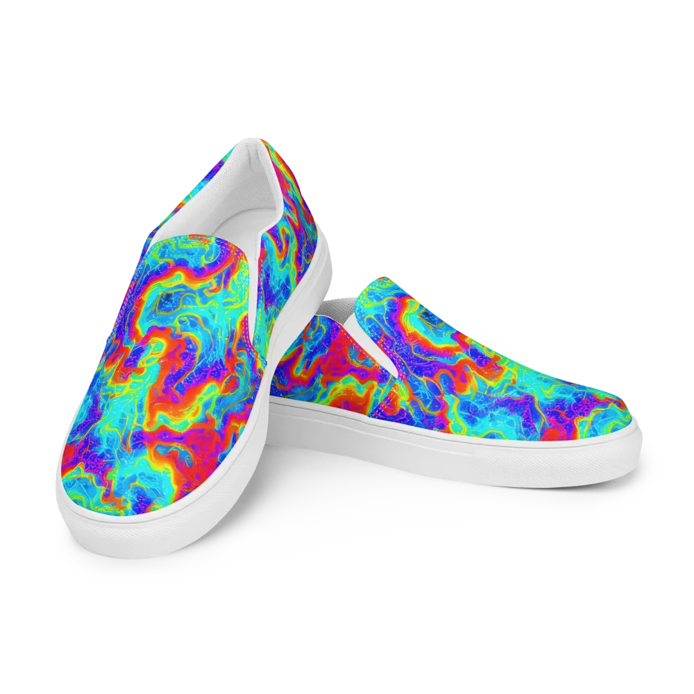 Tangerine Labyrinth on Women's Slip-On Canvas Shoes — Left Front