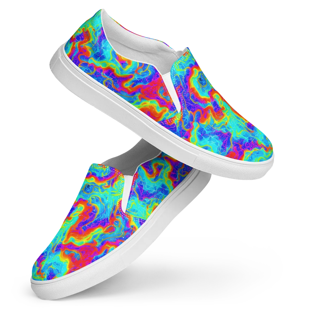 Tangerine Labyrinth on Women's Slip-On Canvas Shoes — Front