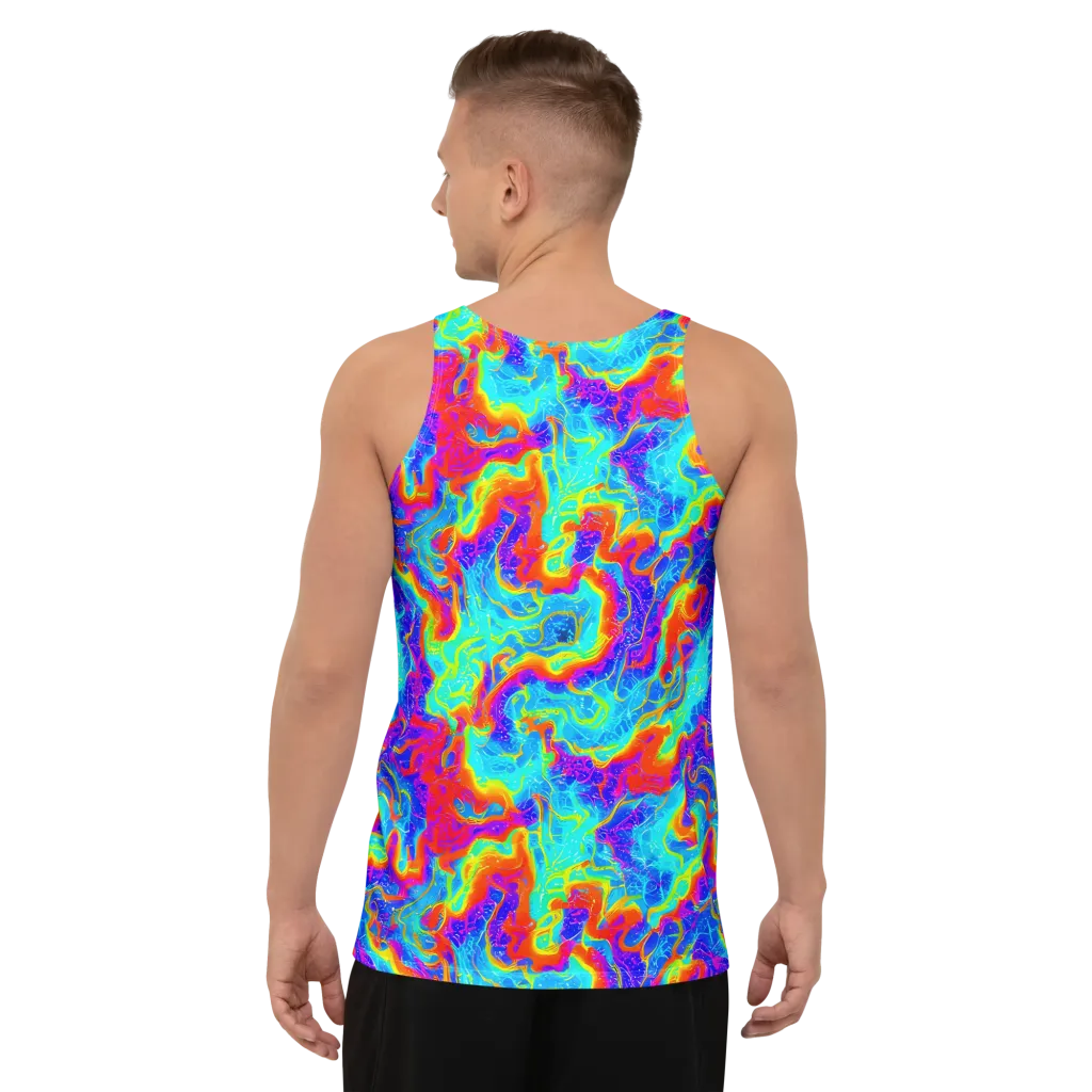 Tangerine Labyrinth on Men's Tank Top — Back