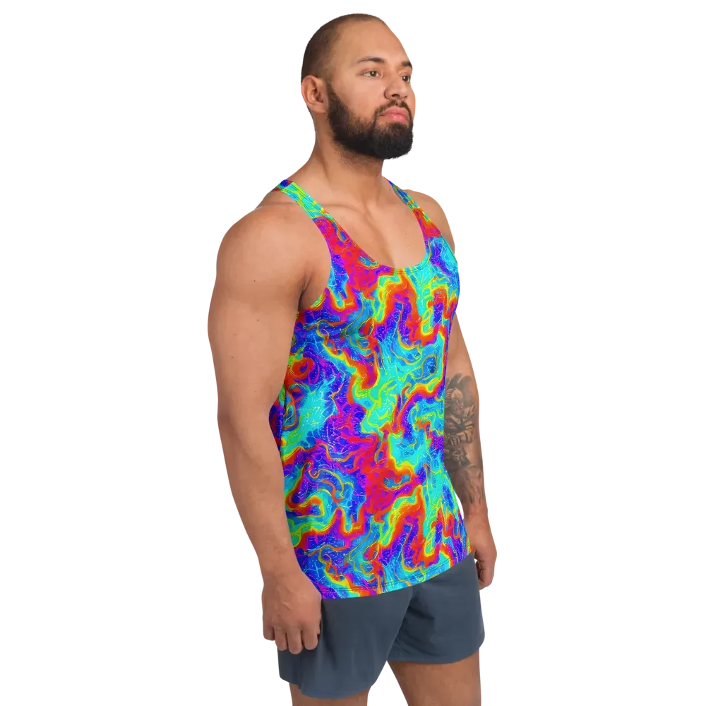 Tangerine Labyrinth on Men's Tank Top — Right Front